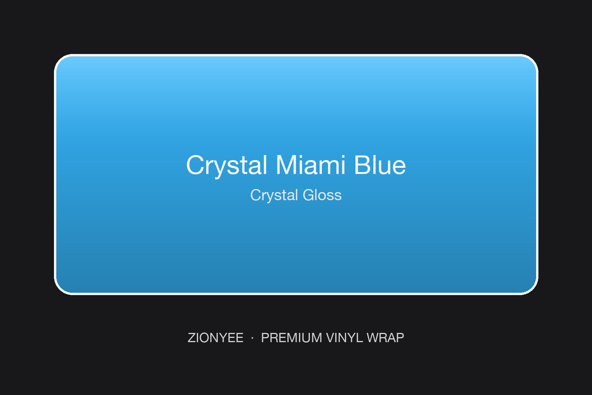 ZionYEE Crystal Miami Blue Car Wrap – Tropical Ocean Blue Vinyl Film 5x50ft, Air Release Bubble-Free, Self-Healing PET Liner