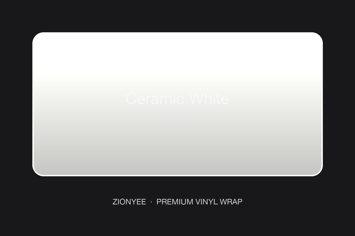 ZionYEE Ceramic White Car Wrap – Ceramic Gloss White Vinyl Film 5x50ft, Air Release Bubble-Free, Self-Healing PET Liner