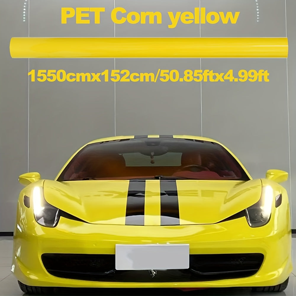 1550×152厘米\u002F50.85×4.99英尺水晶玉米黄色汽车变色膜 | 适用于汽车\u002F摩托车改装 | 耐磨防刮擦 | 防气泡覆膜技术 | 无缝安装流程