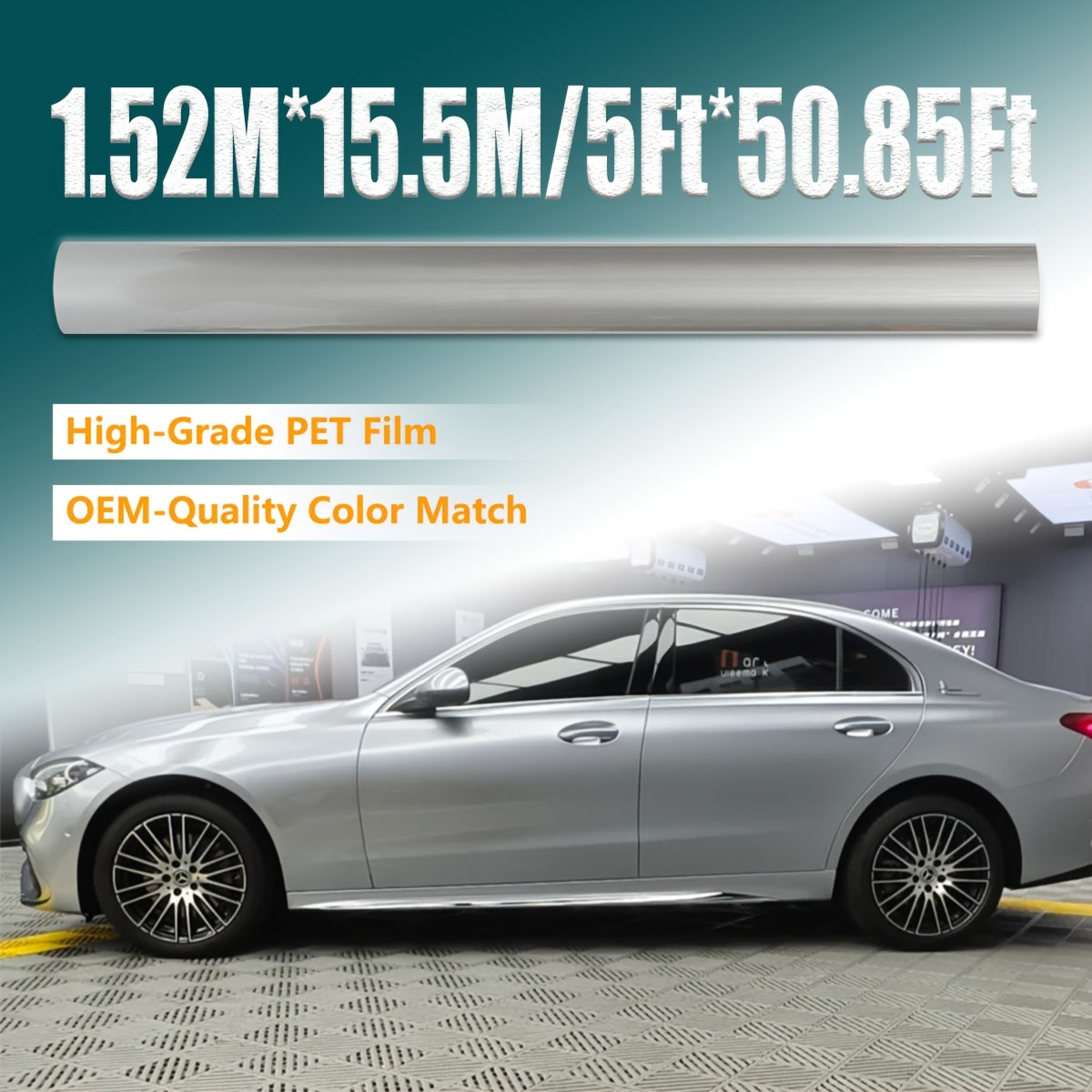 Ultra Bright Metallic Silver PET Vinyl Film