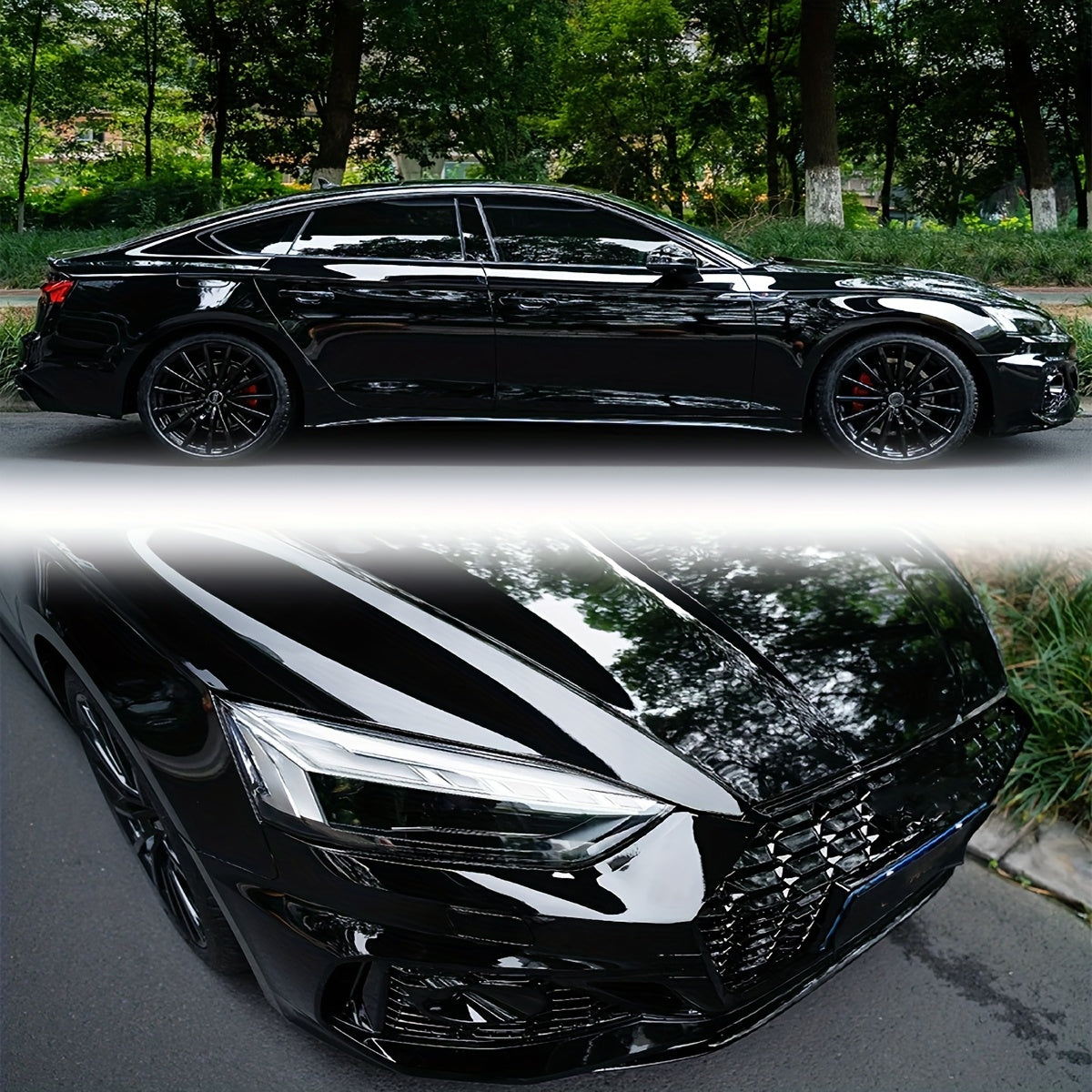 1550×152cm\u002F50.85×4.99ft钢琴黑色变色膜 | 适用于汽车和摩托车 | 自粘易于应用 | 防水防水保护
