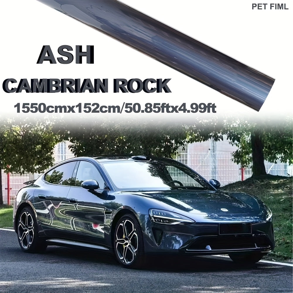 1550×152厘米\u002F50.85×4.99英尺坎布里安灰色变色膜 | PET材质 | 自粘易贴 | 防水防晒 | 适用于汽车和摩托车